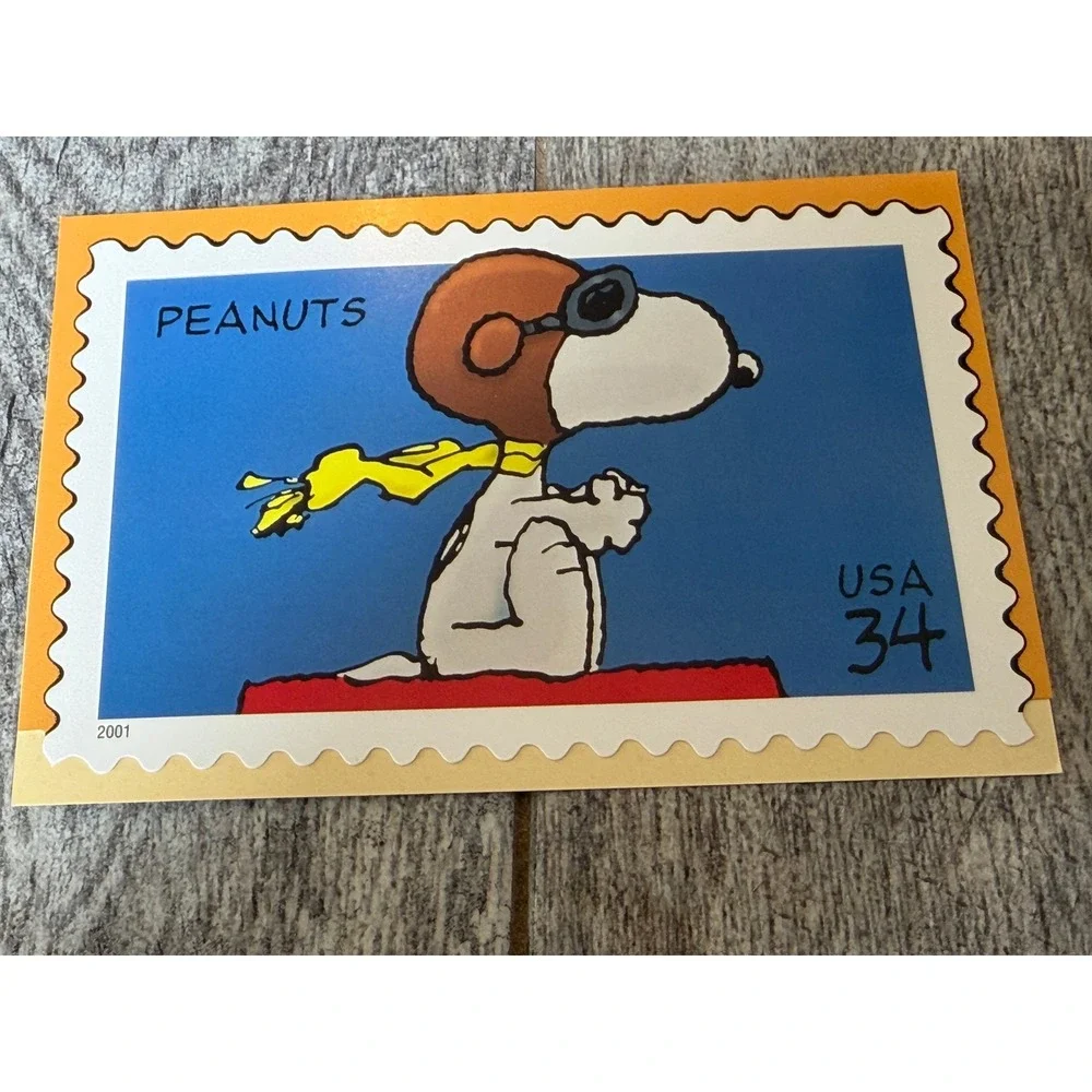 Hallmark Peanuts Note Card Folio Open Box Snoopy Flying Ace USPS 2001 Greeting
